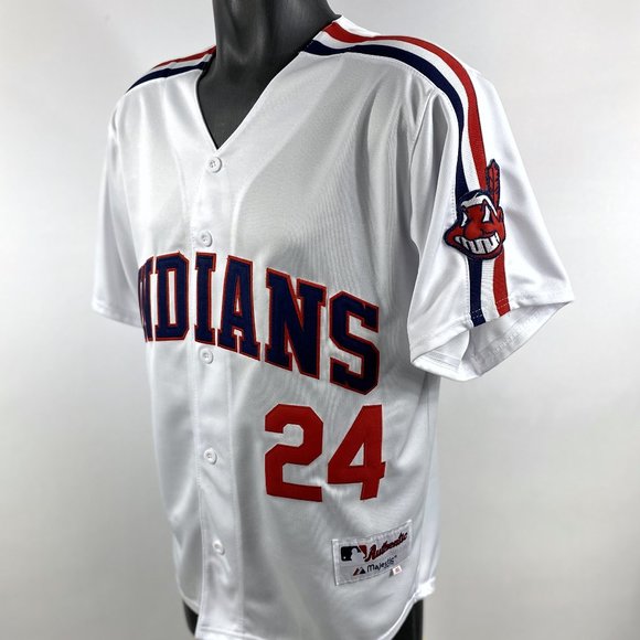 CLEVELAND INDIANS #7 TAYLOR , #24 DORN Sewn Jersey WHITE - Picture 9 of 16